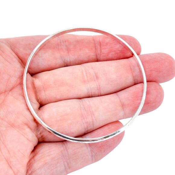 Vintage Sterling Silver 925 Hammered Bangle Bracelet 8” - Picture 1 of 7